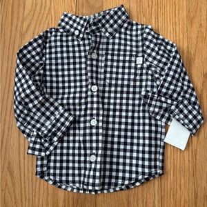 OshKosh Baby Boys  Checkered Button Down Shirt - Black and White - Size 12 Month